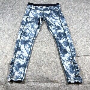 Lululemon Workout Leggings Womens 6 Blue Tie Dye Pull On Full Length Speed Tight